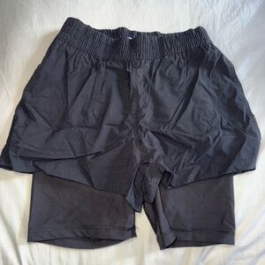 WeWoreWhat Black Layered Elastic Shorts